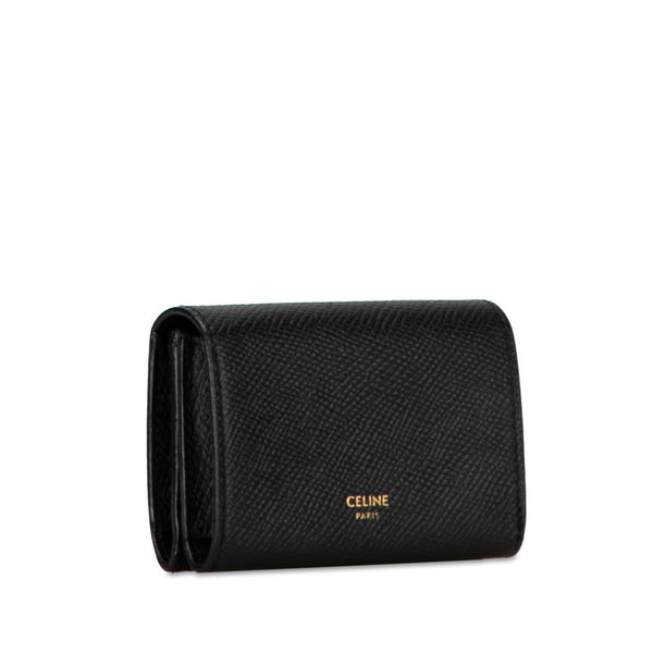セリーヌ ロゴ 二つ折り カードケース 名刺入れ S-LM-4210 ブラック レザー メンズ CELINE 【中古】