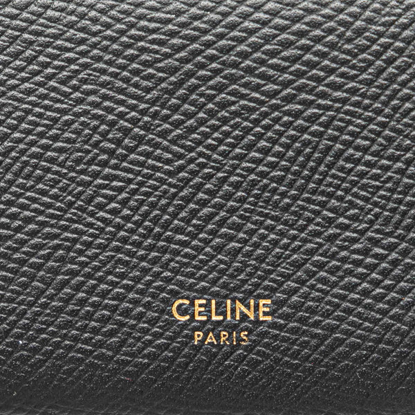 セリーヌ ロゴ 二つ折り カードケース 名刺入れ S-LM-4210 ブラック レザー メンズ CELINE 【中古】