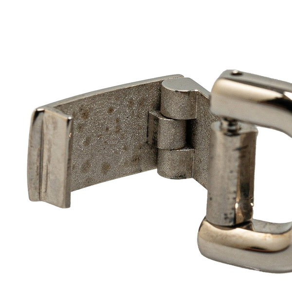 エルメス ブレスレット シルバー ブルー レザー メタル レディース HERMES 【中古】