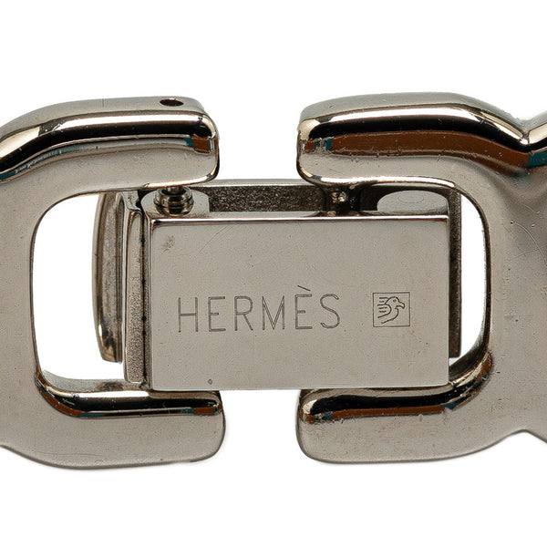 エルメス ブレスレット シルバー ブルー レザー メタル レディース HERMES 【中古】