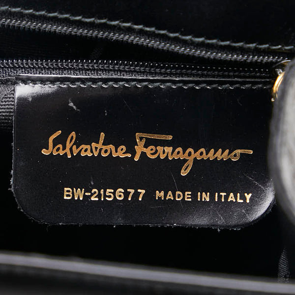 サルヴァトーレフェラガモ ヴァラリボン ハンドバッグ ショルダーバッグ 2WAY ブラック レザー レディース Salvatore Ferragamo 【中古】