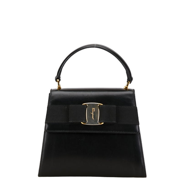 サルヴァトーレフェラガモ ヴァラリボン ハンドバッグ ショルダーバッグ 2WAY ブラック レザー レディース Salvatore Ferragamo 【中古】