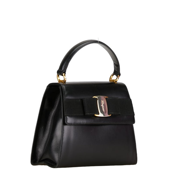 サルヴァトーレフェラガモ ヴァラリボン ハンドバッグ ショルダーバッグ 2WAY ブラック レザー レディース Salvatore Ferragamo 【中古】