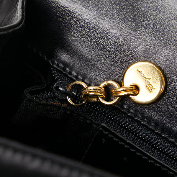 サルヴァトーレフェラガモ ヴァラリボン ハンドバッグ ショルダーバッグ 2WAY ブラック レザー レディース Salvatore Ferragamo 【中古】