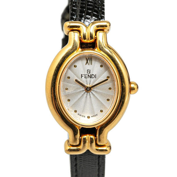 フェンディ カメレオン チェンジベルト5色 腕時計 640L クオーツ ホワイト文字盤 メッキ レザー レディース FENDI 【中古】