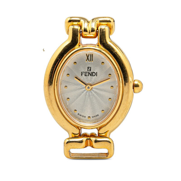 フェンディ カメレオン チェンジベルト5色 腕時計 640L クオーツ ホワイト文字盤 メッキ レザー レディース FENDI 【中古】