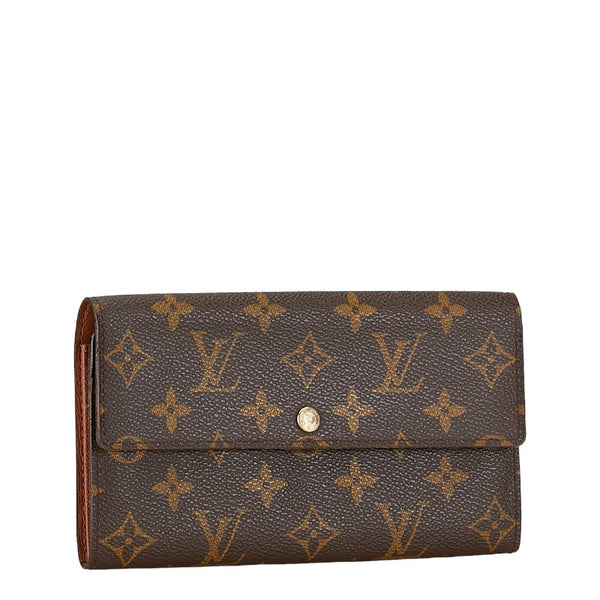 ルイ ヴィトン モノグラム ポシェット ポルト モネ クレディ 長財布 M61725 ブラウン PVC レザー レディース LOUIS VUITTON 【中古】