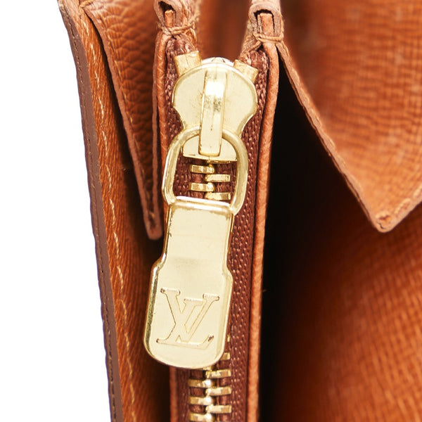 ルイ ヴィトン モノグラム ポシェット ポルト モネ クレディ 長財布 M61725 ブラウン PVC レザー レディース LOUIS VUITTON 【中古】