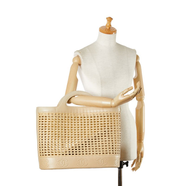 シャネル ココマーク ハンドバッグ かごバッグ ベージュ ストロー レザー レディース CHANEL 【中古】