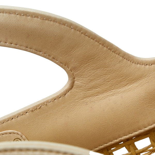 シャネル ココマーク ハンドバッグ かごバッグ ベージュ ストロー レザー レディース CHANEL 【中古】