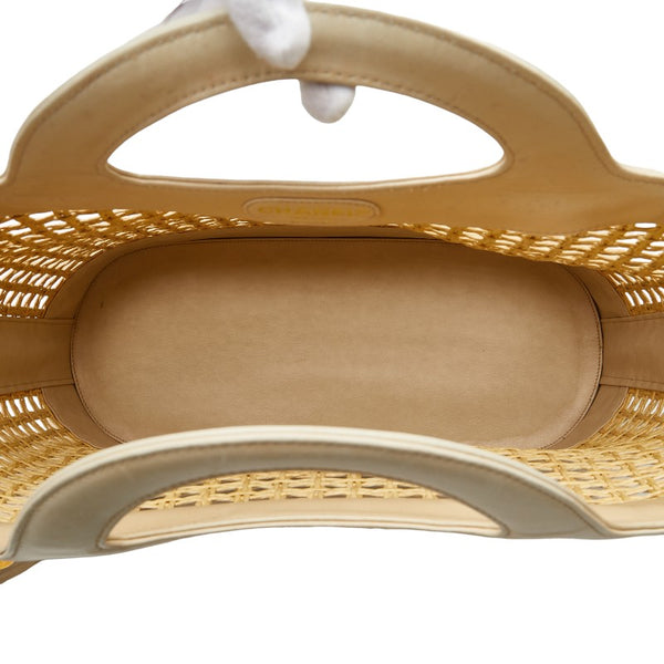 シャネル ココマーク ハンドバッグ かごバッグ ベージュ ストロー レザー レディース CHANEL 【中古】