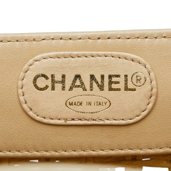 シャネル ココマーク ハンドバッグ かごバッグ ベージュ ストロー レザー レディース CHANEL 【中古】