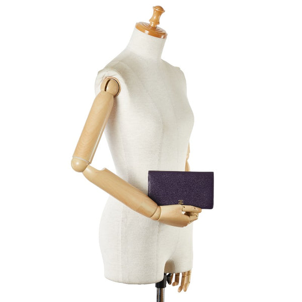 シャネル ココマーク 長財布 パープル レザー レディース CHANEL 【中古】