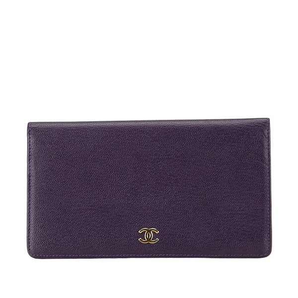 シャネル ココマーク 長財布 パープル レザー レディース CHANEL 【中古】