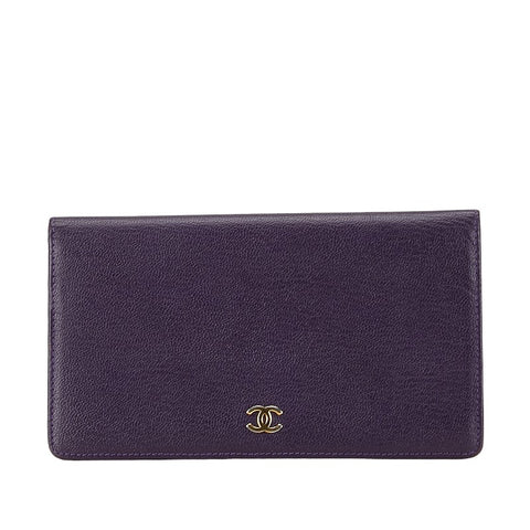 シャネル ココマーク 長財布 パープル レザー レディース CHANEL 【中古】