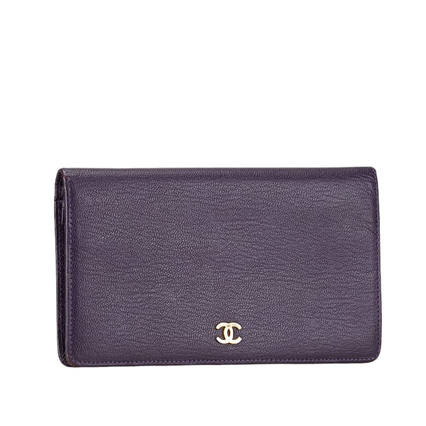 シャネル ココマーク 長財布 パープル レザー レディース CHANEL 【中古】