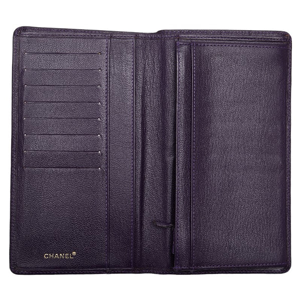 シャネル ココマーク 長財布 パープル レザー レディース CHANEL 【中古】
