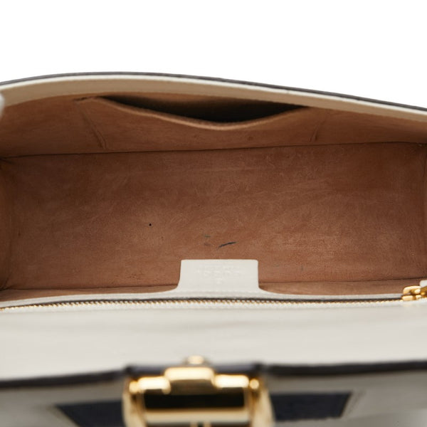 グッチ シルヴィ エンブロイダリー ハンドバッグ ショルダーバッグ 2WAY 421882 ホワイト  レザー レディース GUCCI 【中古】