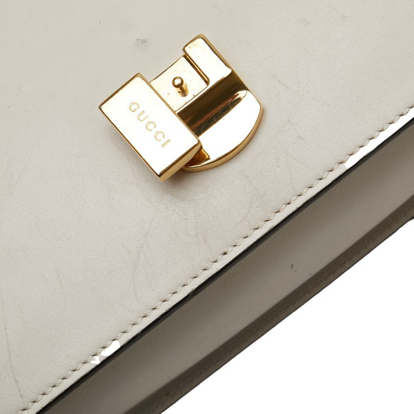 グッチ シルヴィ エンブロイダリー ハンドバッグ ショルダーバッグ 2WAY 421882 ホワイト  レザー レディース GUCCI 【中古】