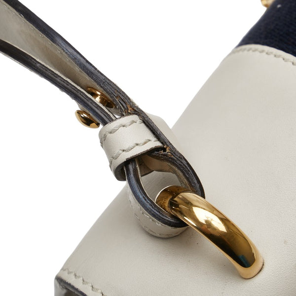 グッチ シルヴィ エンブロイダリー ハンドバッグ ショルダーバッグ 2WAY 421882 ホワイト  レザー レディース GUCCI 【中古】