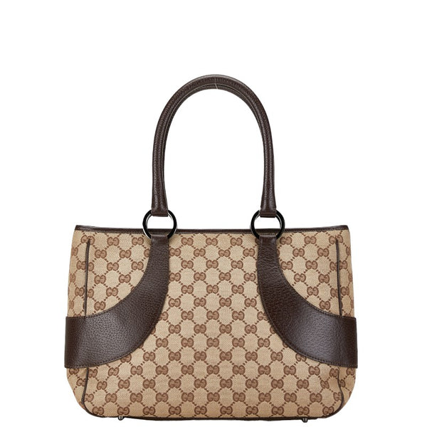 グッチ GGキャンバス トートバッグ ショルダーバッグ 113011 ブラウン レザー キャンバス レディース GUCCI 【中古】