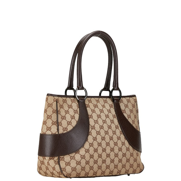 グッチ GGキャンバス トートバッグ ショルダーバッグ 113011 ブラウン レザー キャンバス レディース GUCCI 【中古】