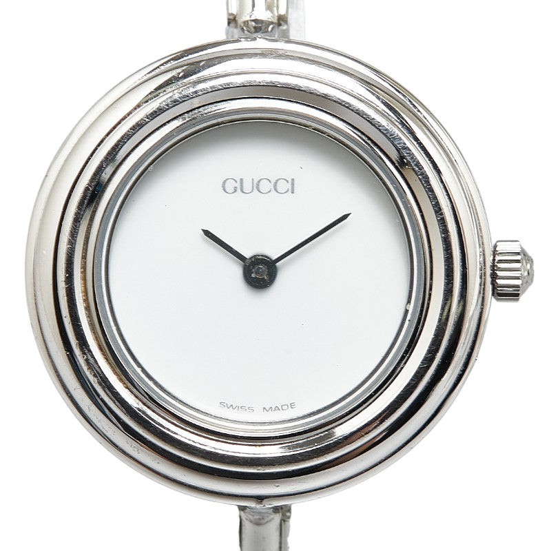 グッチ チェンジベゼル 腕時計 11/12.2 クオーツ ホワイト文字盤 ステンレススチール レディース GUCCI 【中古】