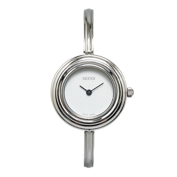 グッチ チェンジベゼル 腕時計 11/12.2 クオーツ ホワイト文字盤 ステンレススチール レディース GUCCI 【中古】
