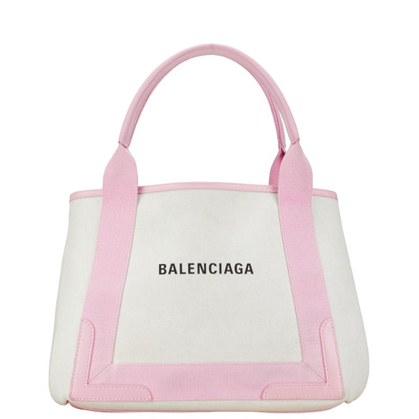 バレンシアガ ネイビーカバスS ハンドバッグ トートバッグ 339933 ピンク オールドローズ キャンバス レディース BALENCIAGA 【中古】