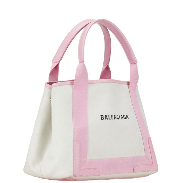 バレンシアガ ネイビーカバスS ハンドバッグ トートバッグ 339933 ピンク オールドローズ キャンバス レディース BALENCIAGA 【中古】