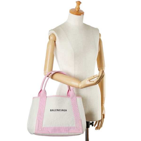バレンシアガ ネイビーカバスS ハンドバッグ トートバッグ 339933 ピンク オールドローズ キャンバス レディース BALENCIAGA 【中古】