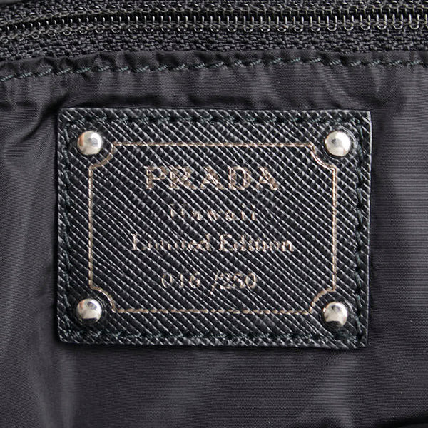 プラダ NYLON STAMPATO ハート ハンドバッグ トートバッグ BN2052 ブラック レッド ナイロン レザー レディース PRADA 【中古】