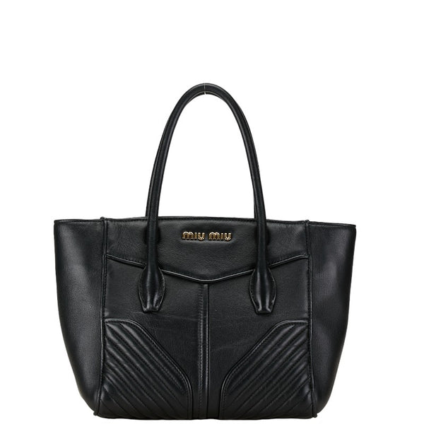ミュウミュウ バイカー ハンドバッグ トートバッグ ブラック レザー レディース MIUMIU 【中古】
