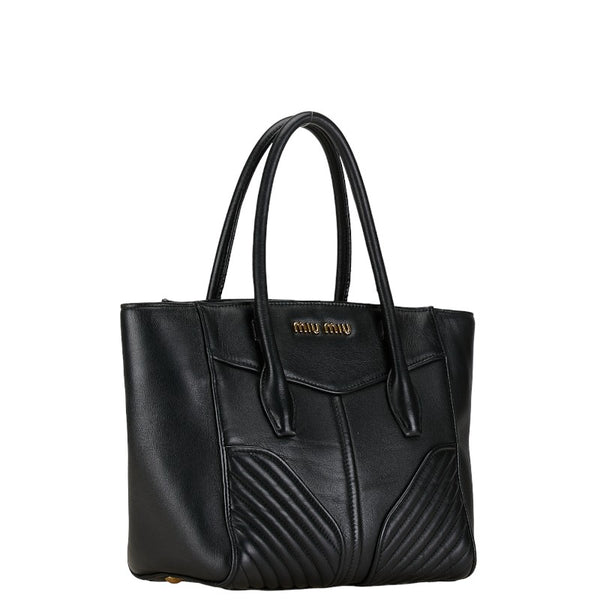 ミュウミュウ バイカー ハンドバッグ トートバッグ ブラック レザー レディース MIUMIU 【中古】