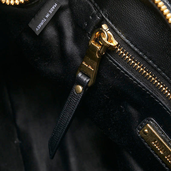 ミュウミュウ バイカー ハンドバッグ トートバッグ ブラック レザー レディース MIUMIU 【中古】