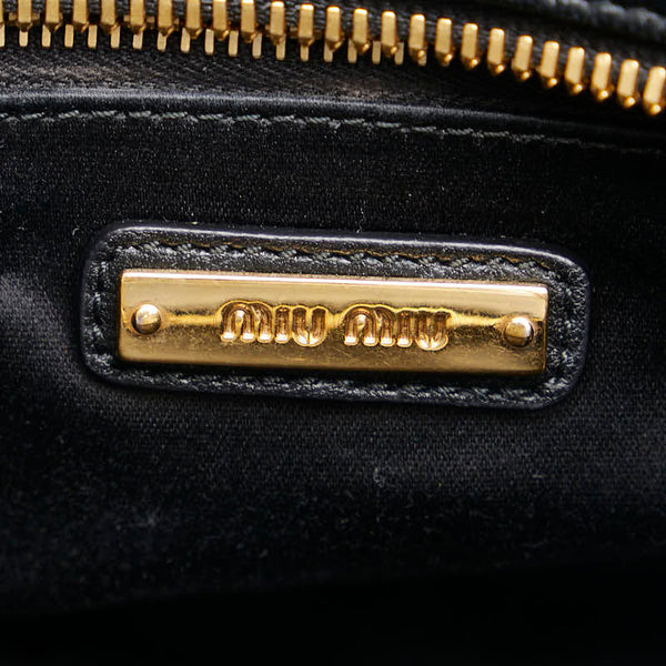 ミュウミュウ バイカー ハンドバッグ トートバッグ ブラック レザー レディース MIUMIU 【中古】