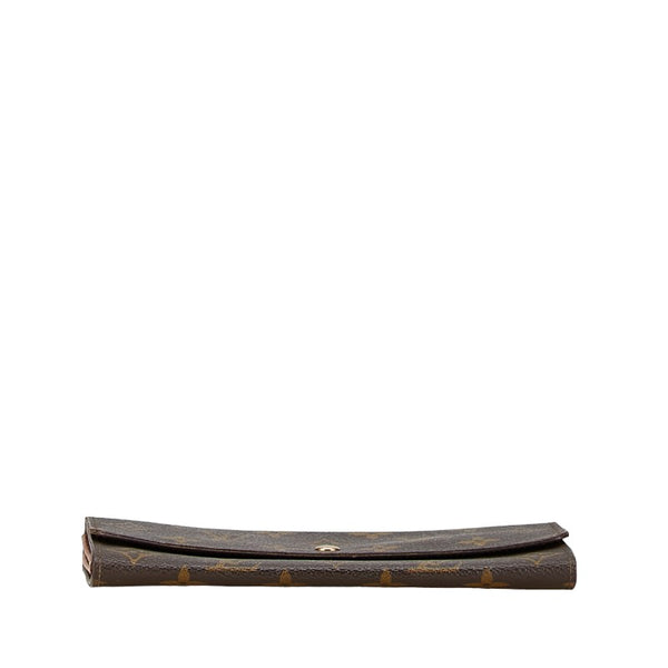 ルイ ヴィトン モノグラム ポシェット ポルト モネ クレディ 長財布 M61725 ブラウン PVC レザー レディース LOUIS VUITTON 【中古】