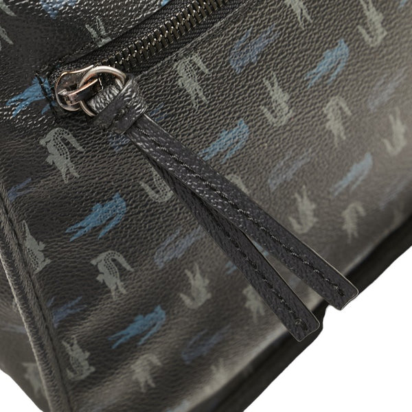 ラコステ ワニ 総柄 斜め掛け ショルダーバッグ ブラック PVC レザー レディース LACOSTE 【中古】