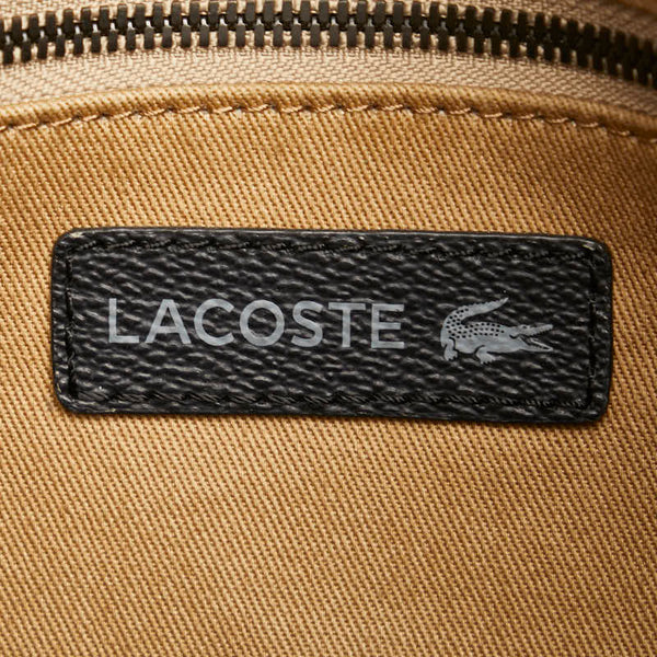 ラコステ ワニ 総柄 斜め掛け ショルダーバッグ ブラック PVC レザー レディース LACOSTE 【中古】