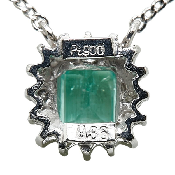 Pt900 プラチナ Pt850 プラチナ エメラルド0.36ct ダイヤ ネックレス レディース 【中古】