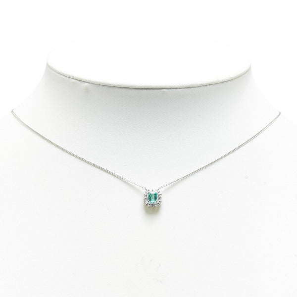 Pt900 プラチナ Pt850 プラチナ エメラルド0.36ct ダイヤ ネックレス レディース 【中古】
