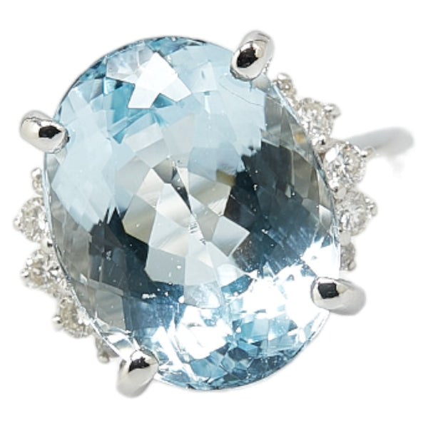 Pt900 プラチナ アクアマリン8.12ct ダイヤ0.21ct リング 指輪 レディース 11.5号 【中古】