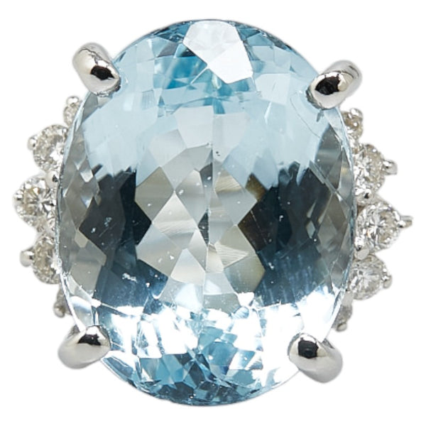 Pt900 プラチナ アクアマリン8.12ct ダイヤ0.21ct リング 指輪 レディース 11.5号 【中古】