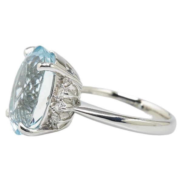 Pt900 プラチナ アクアマリン8.12ct ダイヤ0.21ct リング 指輪 レディース 11.5号 【中古】