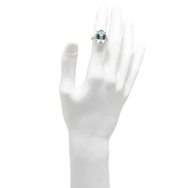 Pt900 プラチナ アクアマリン8.12ct ダイヤ0.21ct リング 指輪 レディース 11.5号 【中古】