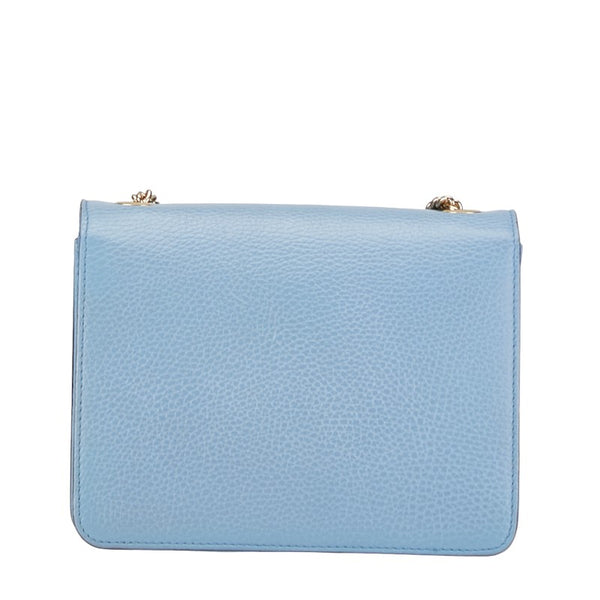 グッチ インターロッキングＧ 斜め掛け ショルダーバッグ 510304 ブルー ゴールド レザー レディース GUCCI 【中古】