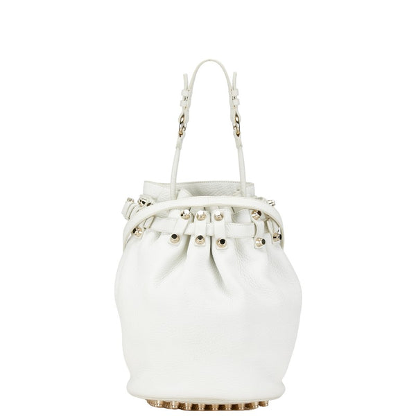 アレキサンダーワン ディエゴ スタッズ バケツ ハンドバッグ ショルダーバッグ 2WAY ホワイト レザー レディース Alexander Wang 【中古】