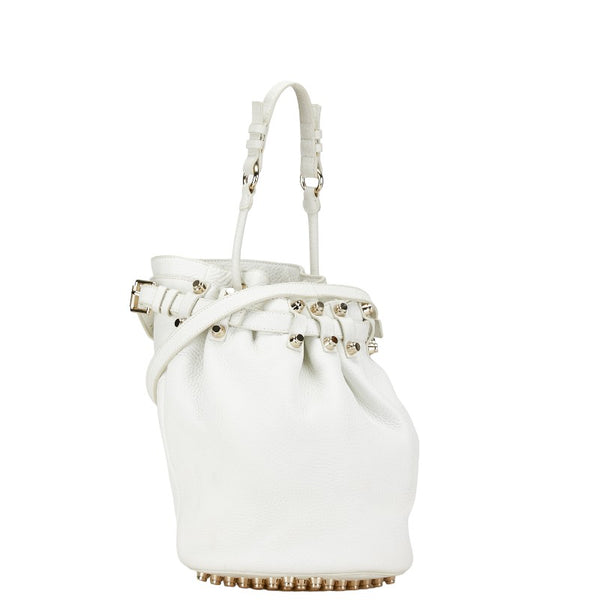 アレキサンダーワン ディエゴ スタッズ バケツ ハンドバッグ ショルダーバッグ 2WAY ホワイト レザー レディース Alexander Wang 【中古】