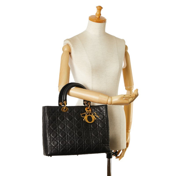 ディオール カナージュ レディディオール ハンドバッグ ブラック ラムスキン レディース Dior 【中古】