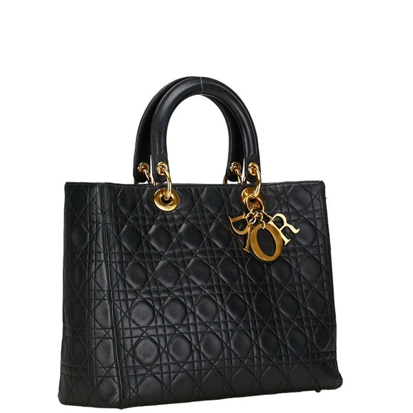 ディオール カナージュ レディディオール ハンドバッグ ブラック ラムスキン レディース Dior 【中古】